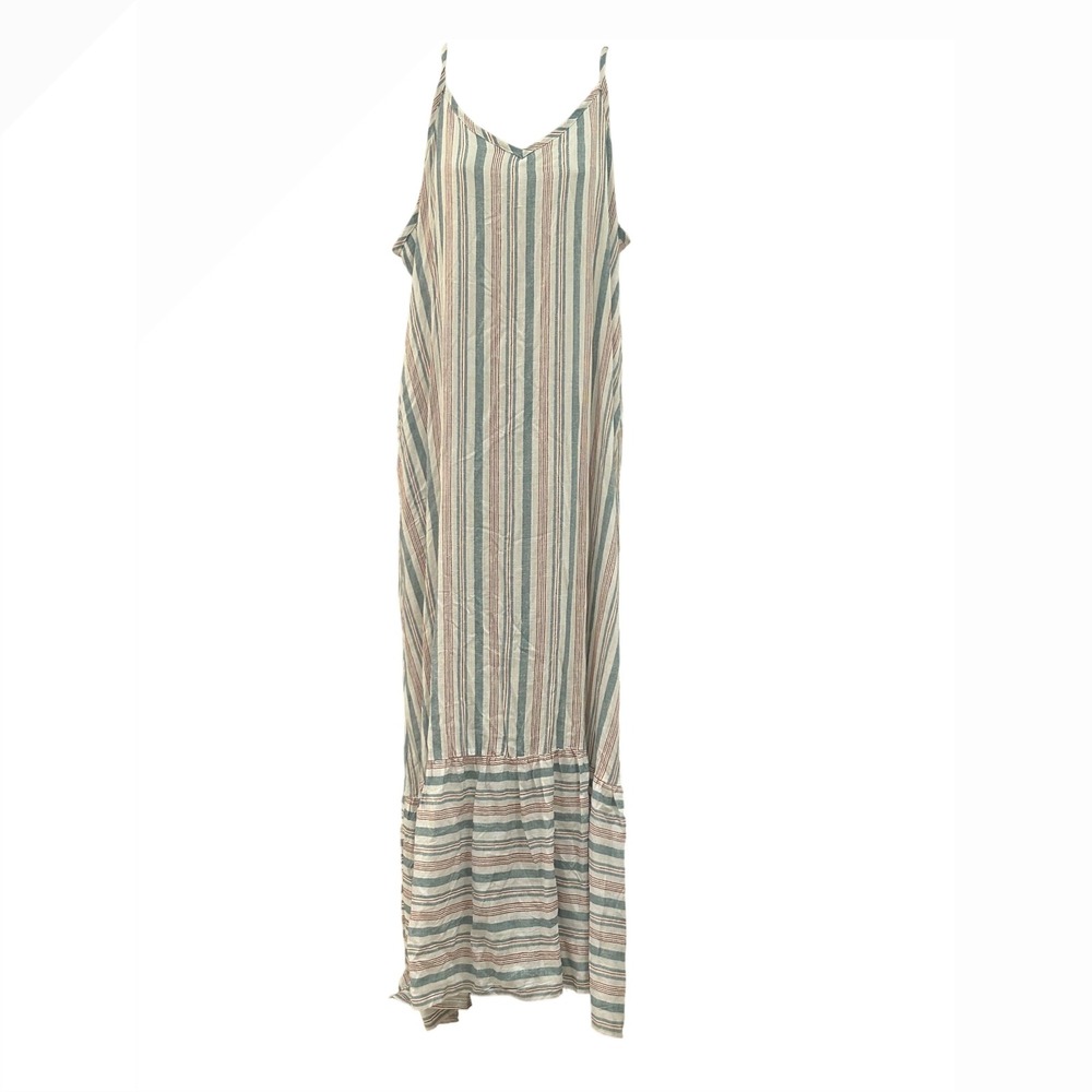 Cozy Co‎ Striped Maxi Dress Sleeveless Casual Summer Beach Sundress - L